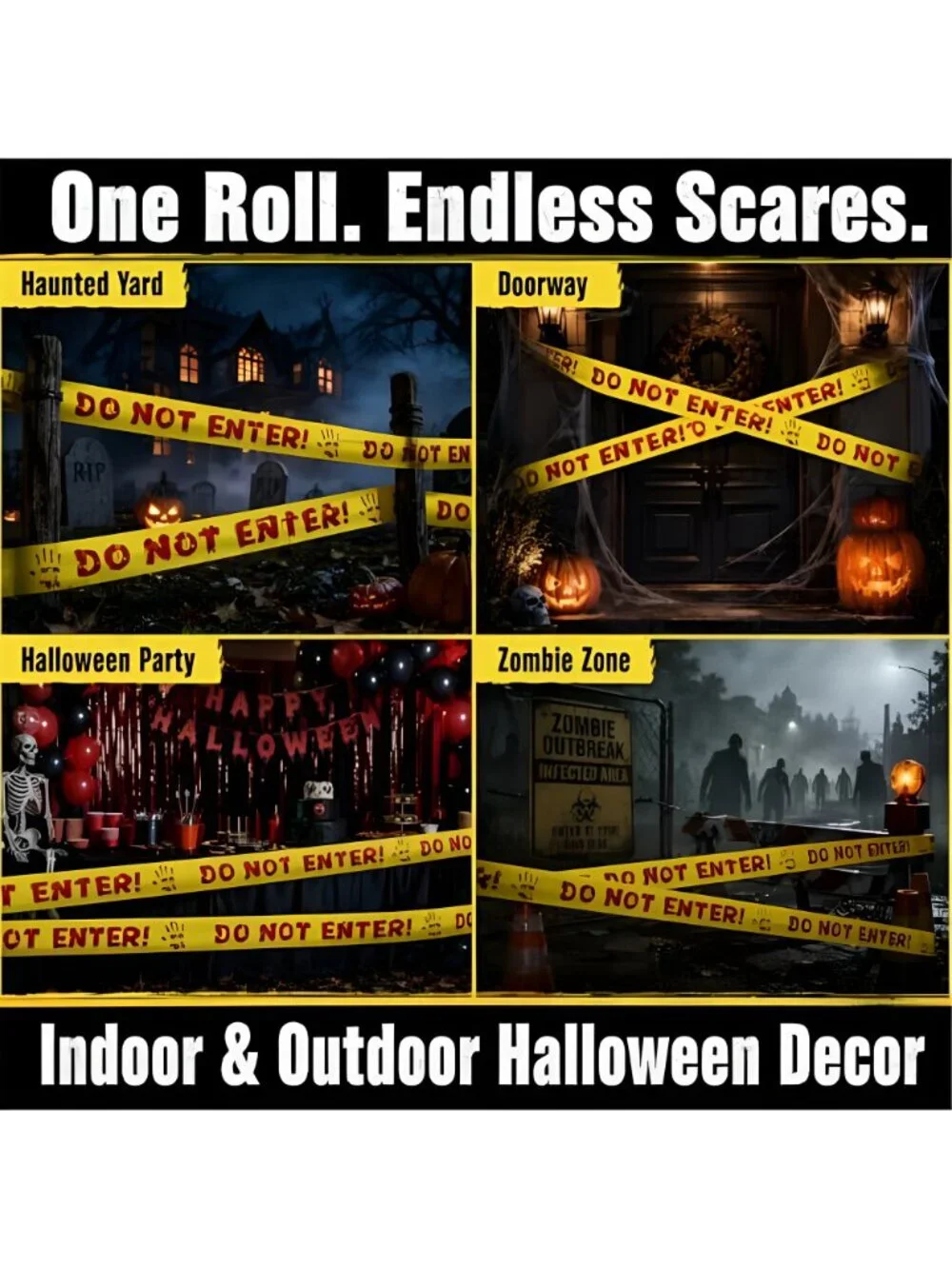 Halloween Decorations Caution Tape - Do Not Enter, Party Decor 2 in x 82 ft